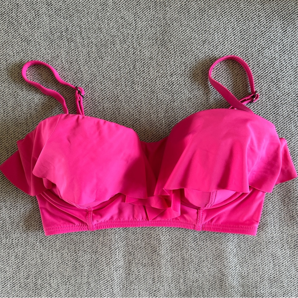 Swim Systems Pink Flounce Push Up Bikini Top